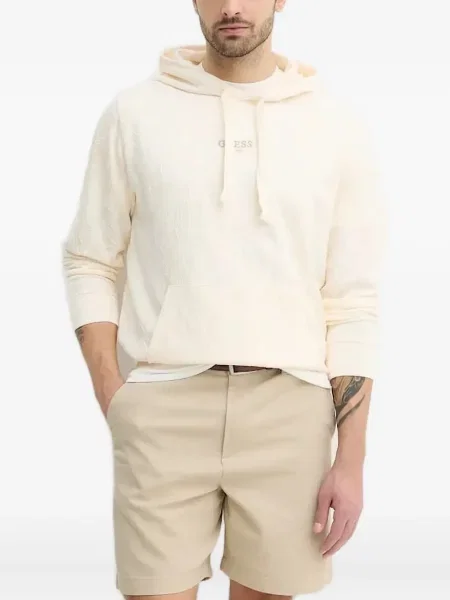 Суичър с качулка Guess на цветя бяло