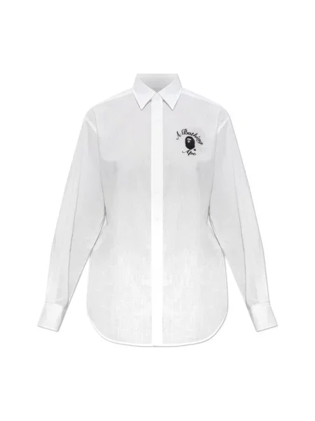 A BATHING APE Bluzki i koszule Kobieta ONE SIZE Koszula z logo biały