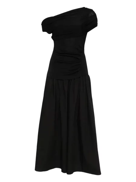 Rochie midi Self-portrait drapată până la genunchi de costum negru