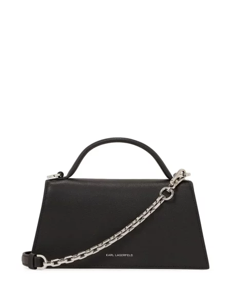 Кожена кожена чанта Karl Lagerfeld K/Signature черно