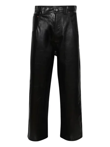 Pantaloni Vetements din piele cu picior lat negru