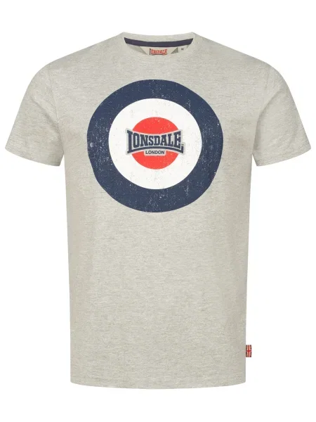 LONSDALE Tricou Trevose albastru închis / gri amestecat / roșu alb