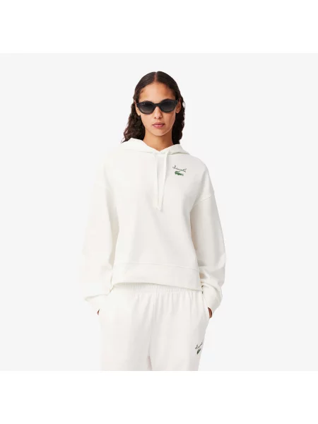 Lacoste Polarowa Bluza biała