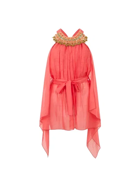 Lniana bluzka Alberta Ferretti czerwona