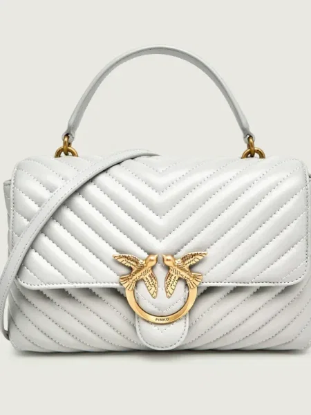 Pinko De piele geantă pe umăr LOVE LADY PUFF CLASSIC gri