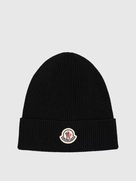Шапка з вовни Moncler чорна