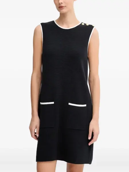 Mała sukienka mini Barbour z kieszeniami zapinanymi na guziki garniturowa czarna