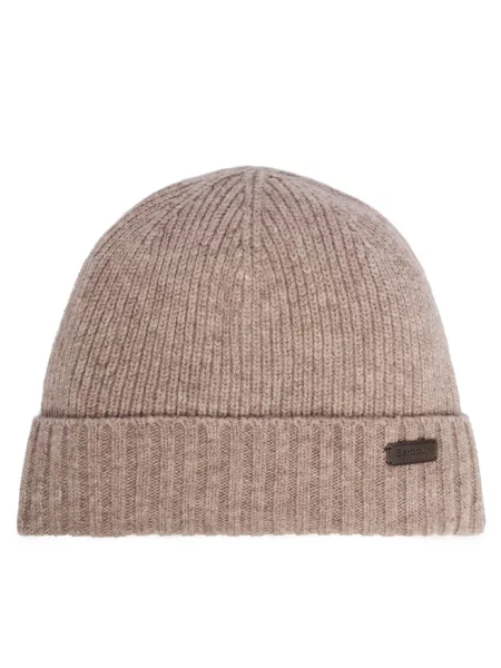Czapka beanie z naszywką z logo Barbour beżowa