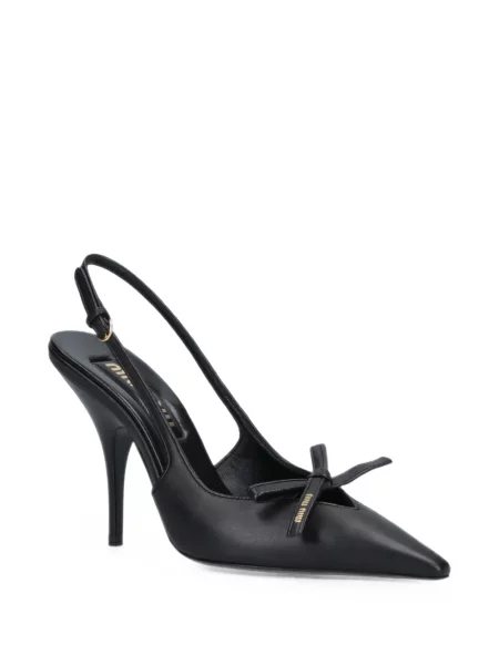Pantofi cu toc Miu Miu cu funde slingback negru