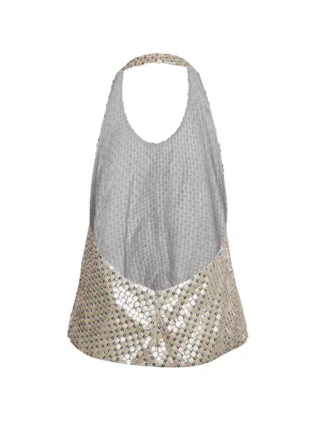 Top 424 cu paiete cu gât halter verde