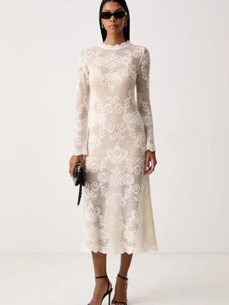 Twinset rochie cu amestec de lână bej