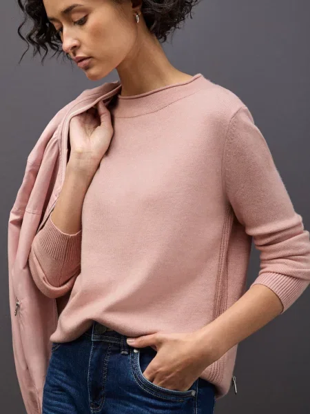 Street One Sweter z dzianiny Kobiety Sztuczne włókno jednolity 36 różowy