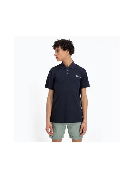 Футболка Alpha Industries Basic Polo Small Logo репліка синя