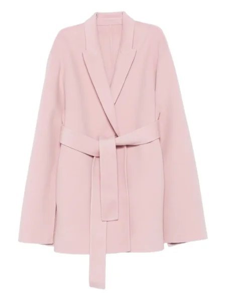 Długi płaszcz Alberta Ferretti kopertowy różowy