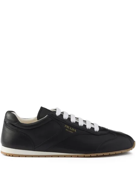 Sneakerși Prada cu șireturi din piele negru