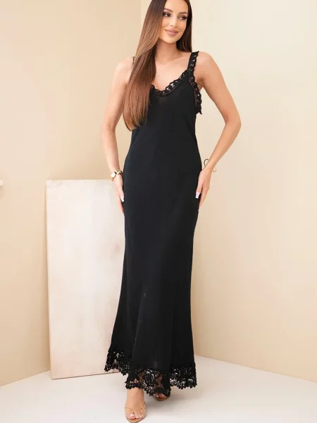 Rochie maxi Kesi Włoski din dantelă negru
