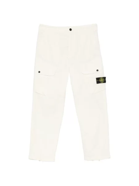 Pantaloni cargo Stone Island cu strasuri alb