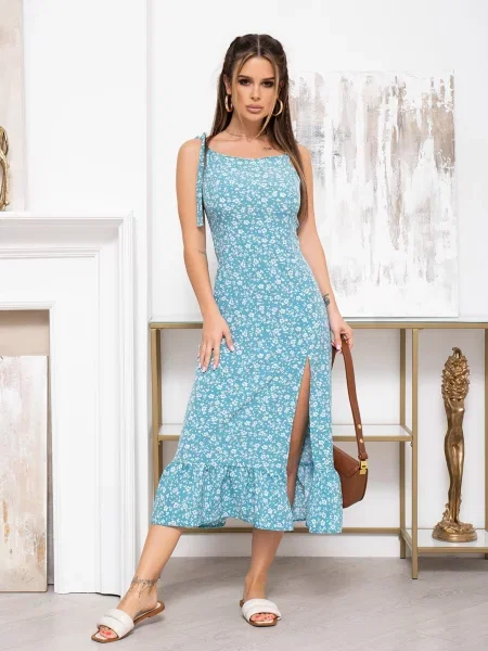 ISSA Plus Сарафан Без підкладки блакитний