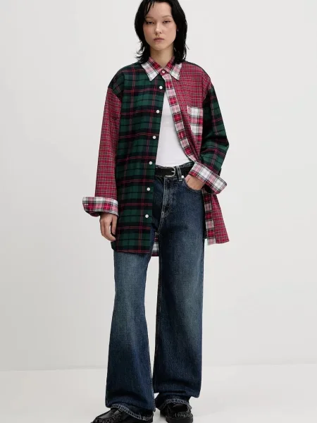 Traperice Tommy Jeans visoki struk plava