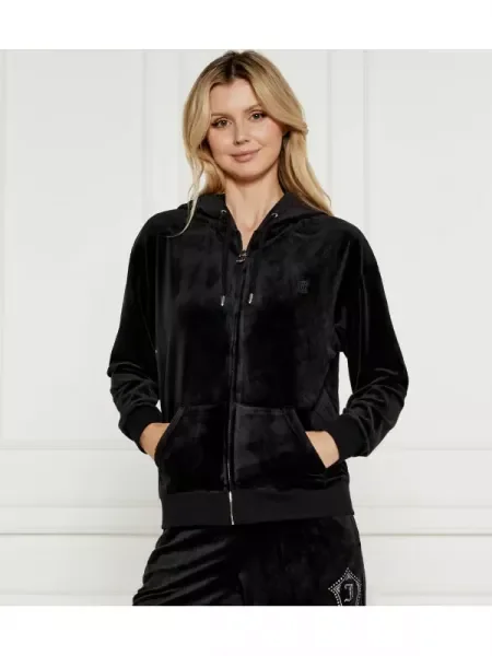 Juicy Couture Hanorac HALAN OVERSIZED ZIP THRU HOODIE negru