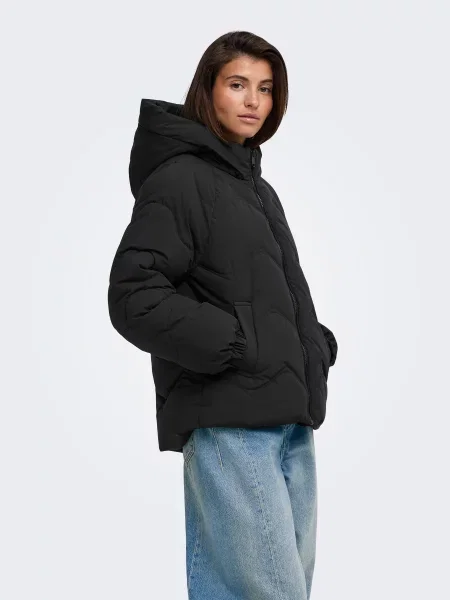 Демісезонна куртка JDY POWER SHORT HOOD PUFFER OTW чорний
