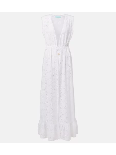 Rochie Melissa Odabash cu broderie cu model floral de costum alb