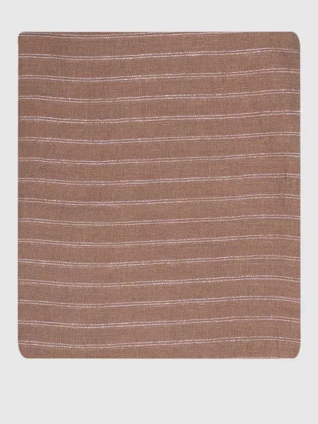 Палантин з льону в смужку Brunello Cucinelli коричневий