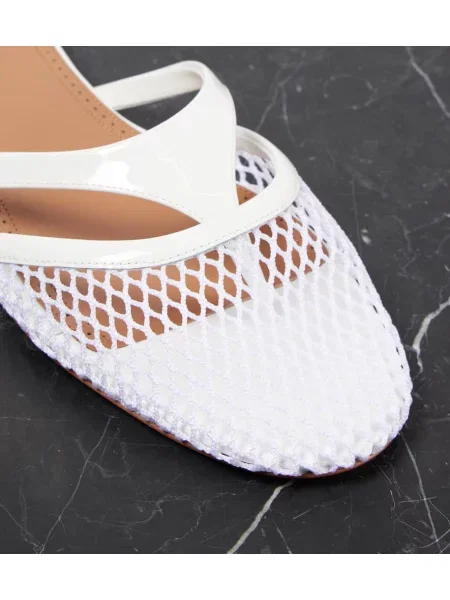 Papuci tip mules Alaïa din piele de plasă alb