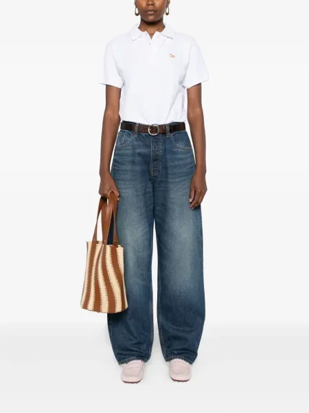 Polo Maison Kitsune cu broderie alb