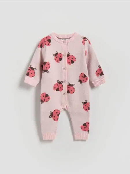 Reserved В’язаний комбінезон з віскозою пастельний рожевий