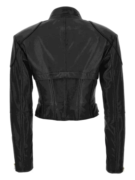 Geacă de blugi Versace Jeans Couture din piele negru