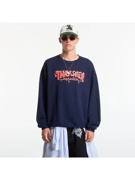 Hanorac crewneck Thrasher albastru