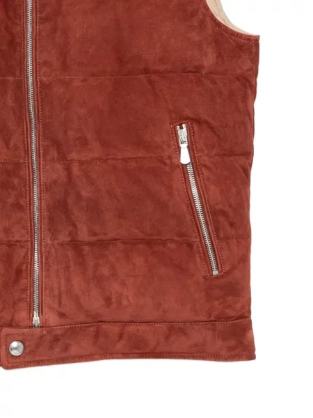 Vestă Eleventy din piele de căprioară roșu