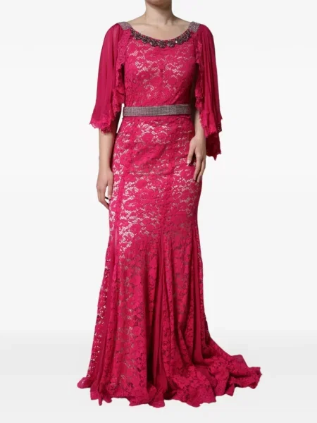 Rochie maxi Dolce & Gabbana din dantelă roz
