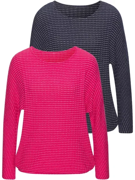 VIVANCE Pulover albastru marin / magenta alb