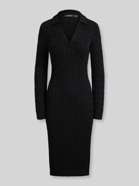 Sukienka z dzianiny o kroju slim fit z mieszanka bawełny i Lauren Ralph Lauren czarna