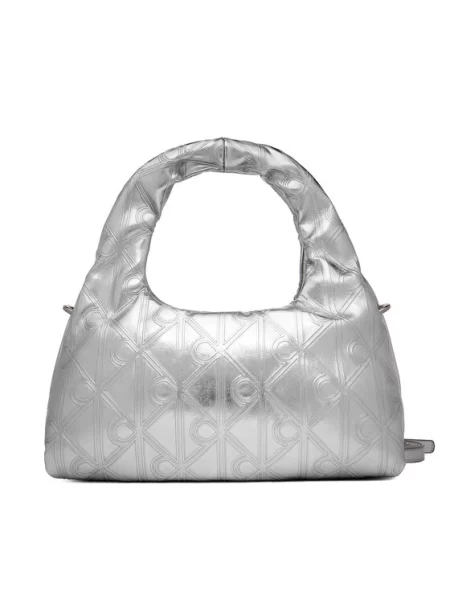 Calvin Klein Ročna torba Puffy Aop Mini Bag With Strap srebrna