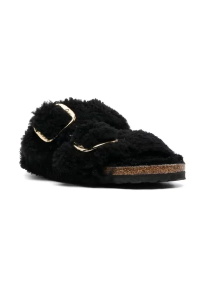 Klapki Birkenstock skórzane na sprzączkę czarne