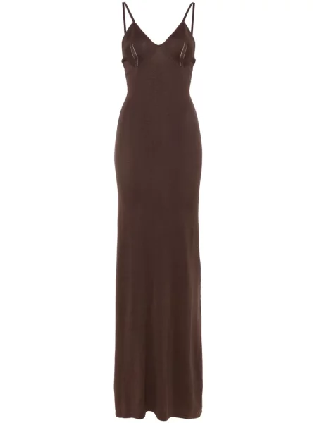 Rochie maxi Aya Muse tricotate de costum maro