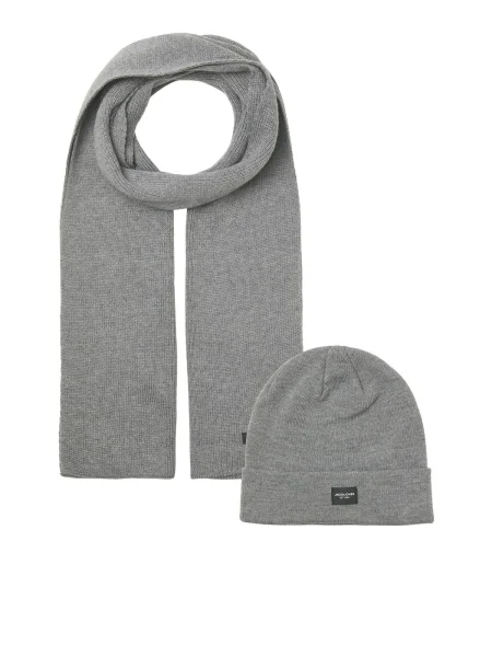 JACK & JONES Fular JACDna gri amestecat / negru alb