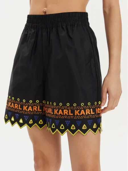 Kratke hlače iz tkanine KARL LAGERFELD črna