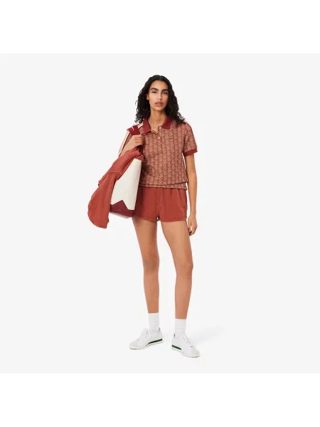 Lacoste Dopasowana Koszulka Polo Z Żakardowym Monogramem brązowa