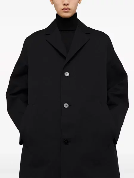 Vienakrūtis paltas Jil Sander su atvartu juoda