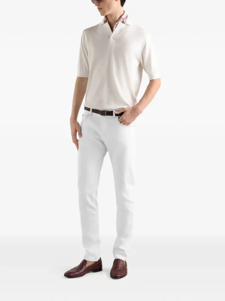 Μεταξωτό polo Dolce & Gabbana λευκό