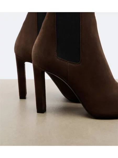 Cizme scurte Saint Laurent din piele de căprioară maro