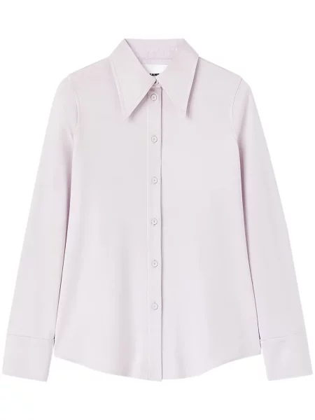Gulerat cămașă Jil Sander din poplin roz