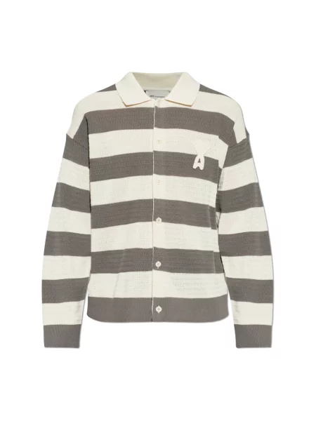 Kardigan Ami Paris w paski szary