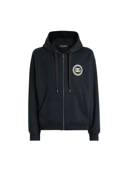 Bluza z kapturem Dolce And Gabbana z kapturem z logo niebieska