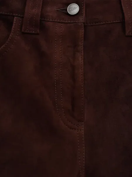 Pantaloni Khaite din piele de căprioară maro