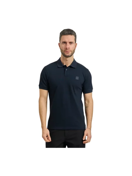 Koszulka polo o kroju slim fit z krótką listwą guzikową Hugo Boss niebieska